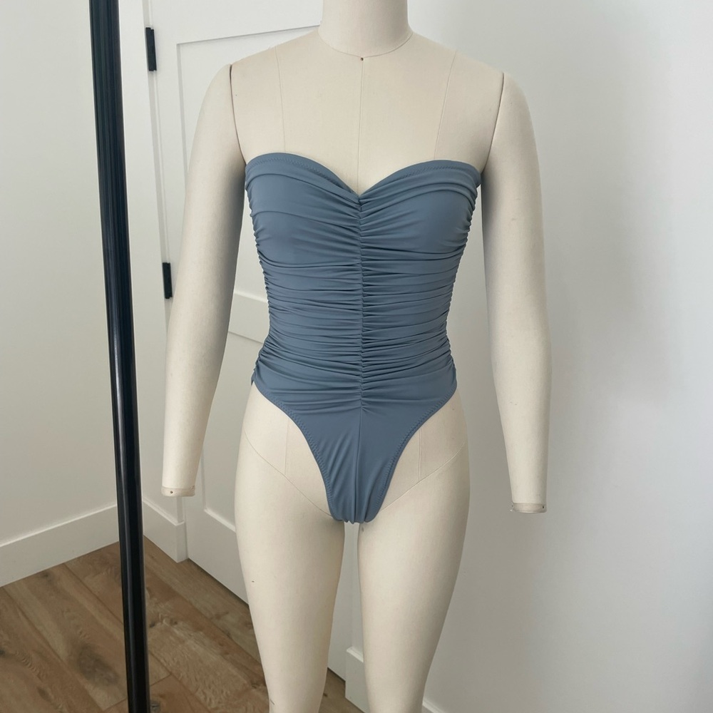 Norma Kamali Ruched Strapless Swimsuit